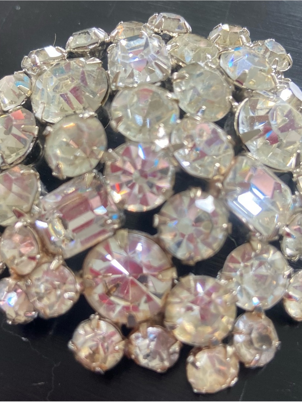 Vintage-Albert Weiss Clear Crystal Cluster Brooch - Elegant Sparkle!